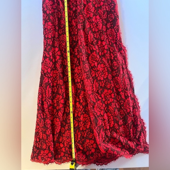Diane von Furstenburg Vamp red black lace maxi sheer inset dress 8 whimsigoth - Picture 13 of 15